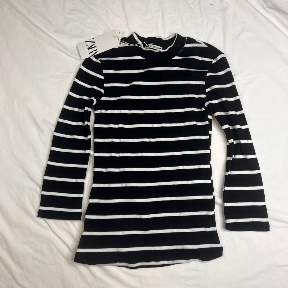 NWT Zara Striped Long Sleeve Cowl Neck Blouse Size S A021124